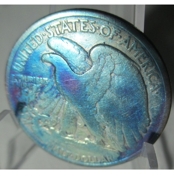 1936 Walking Liberty Half Dollar 90% Silver 50c COLORED Rainbow Toning US Coin - Picture 2 of 6